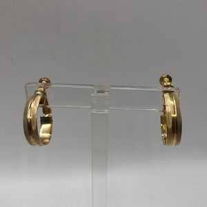 Elegant Gold Tone Screw Hoop Earrings